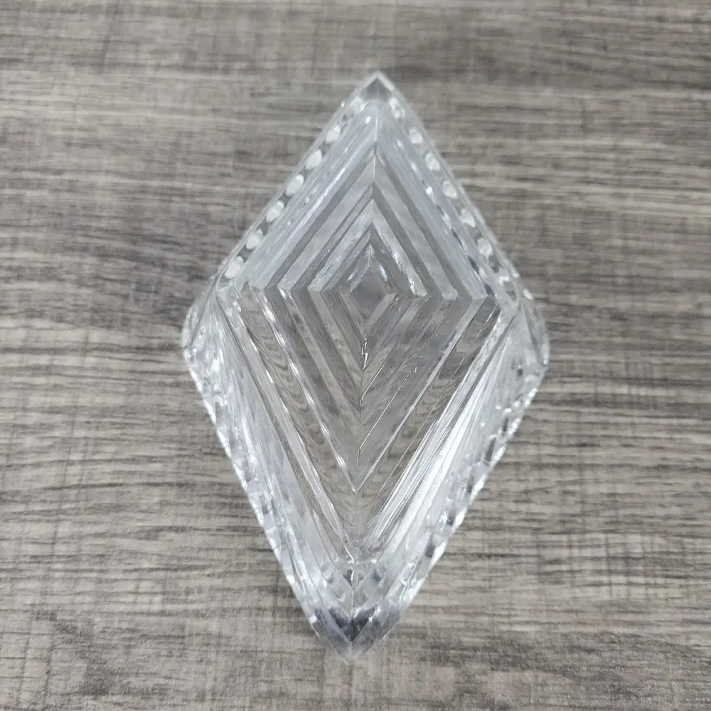 Clear Cut Glass Diamond Shaped Trinket Box‎